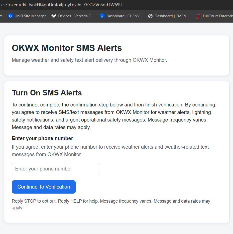 SMS preferences and direct consent page